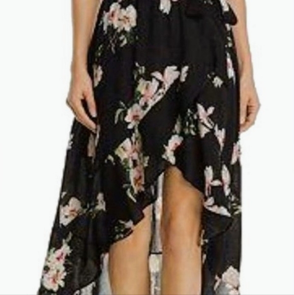 AQUA asymmetrical dark floral maxi dress Size S - Picture 4 of 10